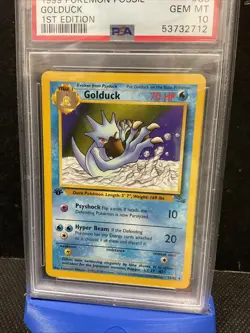 1999 POKEMON FOSSIL Card #35 GOLDUCK 1ST EDITION PSA 10 GEM MINT Vintage WOTC RC - Image 2