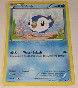 Pokemon TCG Piplup 33/113 BW Legendary Treasures Regular Common Card EN-LP 2013 - Image 1