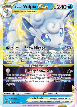 Alolan Vulpix VSTAR 34/195 Rare Holo VSTAR | Silver Tempest | Pokemon Card - Image 1