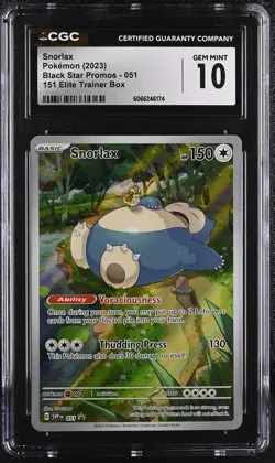 CGC 10 GEM MINT Snorlax Black Star Promos 051 151 Elite Trainer Box Pokemon Card - Image 1