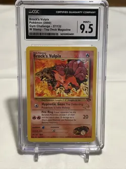 CGC 9.5 MINT+ - Gold W Stamp Brock's Vulpix (Magazine Promo) WoTC Pokemon Card - Image 1