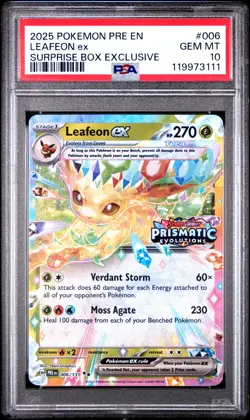 2025 POKEMON PRE EN-PRISMATIC EVOLUTIONS #006 LEAFEON EX PSA 10 - Image 1