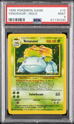1999 POKEMON BASE SET UNLIMITED #15 VENUSAUR-HOLO PSA 9 - Image 1