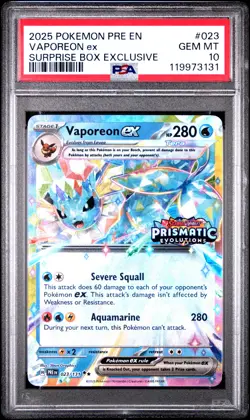 2025 POKEMON PRE EN-PRISMATIC EVOLUTIONS #023 VAPOREON EX PSA 10 - Image 1