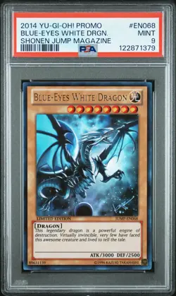 PSA 9 - Blue-Eyes White Dragon JUMP-EN068 Shonen Magazine Promo - Yu-Gi-Oh! - Image 1
