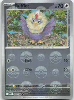 Rufflet (Poke Ball Pattern) 077/086 Reverse Holo SV: Black Bolt Pokemon Card NM - Image 1