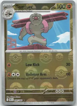 Gurdurr (Poke Ball Pattern) 048/086 Reverse Holo SV: Black Bolt Pokemon Card NM - Image 1
