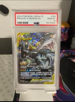 PSA10 Pokemon TCG S-Chinese Pikachu & Zekrom-GX 166/150 CSM2aC SR - Image 1