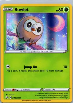 Pokemon TCG Rowlet SWSH220/307 SWSH Black Star Promos Holo NM - Image 1