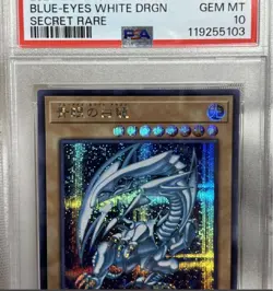 YuGiOh Blue Eyes White Dragon PSA10 Secret Rare QCCP JP001 25th Chronicle - Image 2