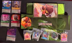Disney Lorcana Fabled Promo Set Enamel Pins Foil Card box Counter Stickers NEW - Image 1