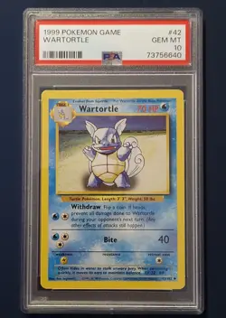 Pokemon Wartortle Base Set Unlimited #42 PSA 10 Gem Mint 1999 WOTC - Image 1