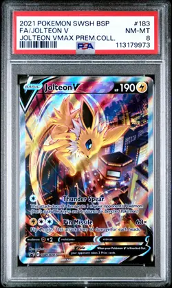 2021 POKEMON SWSH BLACK STAR PROMO #183 FULL ART/JOLTEON V PSA 8 - Image 1