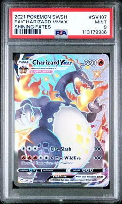 2021 POKEMON SWORD & SHIELD SHINING FATES #SV107 FULL ART/CHARIZARD VMAX PSA 9 - Image 1
