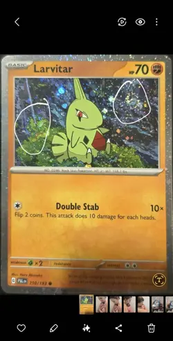 Pokemon Tcg Paldea Evolved Larvitar 110/193 Cosmo Holo Exclusive DOUBLE Swirl - Image 1