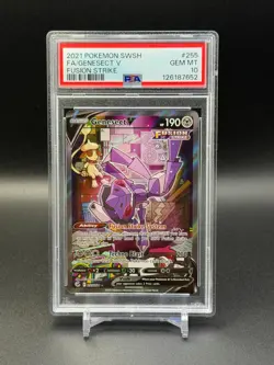 Pokemon Genesect V Alt Art 255/264 Swsh08: Fusion Strike PSA 10 GEM - Image 1