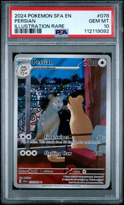 2024 POKEMON SFA EN-SHROUDED FABLE ILLUSTRATION RARE #078 PERSIAN PSA 10 - Image 1