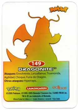 DRAGONITE #149 LAMINCARD COLECCION POKEMON LAMINCARDS 2005 EDIBAS (USADA) - Image 2