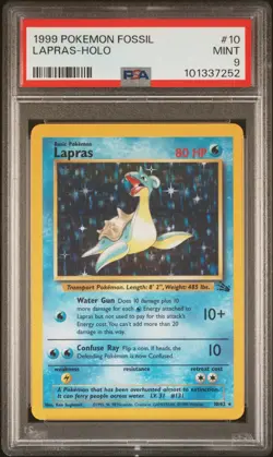 1999 POKEMON FOSSIL #10 LAPRAS-HOLO PSA 9 - Image 1