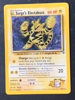 Lt. Surge's Electabuzz 27/132 Gym Heroes non Holo Rare Pokemon Card (1) - Image 1