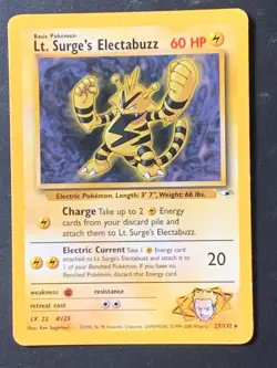 Lt. Surge's Electabuzz 27/132 Gym Heroes non Holo Rare Pokemon Card - Image 1