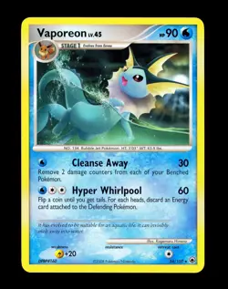 2008 Pokemon VAPOREON Majestic Dawn NON HOLO Rare Diamond & Pearl Card 34/100 NM - Image 1