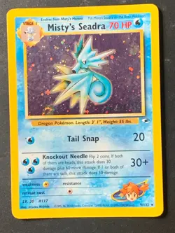 Misty's Seadra PRERELEASE 9/132 Gym Heroes Holo Rare Pokemon Card - Image 1