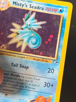 Misty's Seadra PRERELEASE 9/132 Gym Heroes Holo Rare Pokemon Card - Image 2