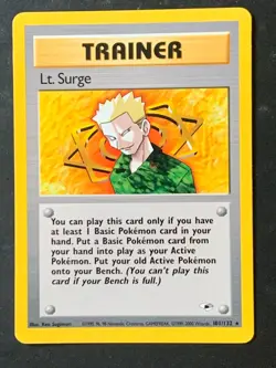 Lt. Surge 101/132 Gym Heroes non Holo Rare Pokemon Card - Image 1
