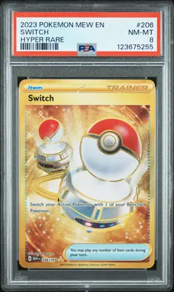 2023 POKEMON MEW EN-151 HYPER RARE #206 SWITCH PSA 8 - Image 1