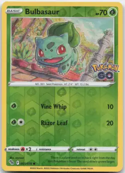 Bulbasaur 001/078 Reverse Holo Pokemon GO Pokemon Card NM - Image 1