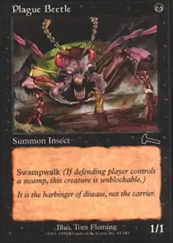 Moderate Play, English MTG Foil Plague Beetle - Foil Urza's Legacy Magic the Gat - Image 1