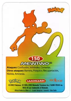 MEWTWO #150 LAMINCARD COLECCION POKEMON LAMINCARDS 2005 EDIBAS (USADA) - Image 2