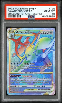 2022 Pokemon SWSH Brilliant Stars - Arceus VSTAR (RAINBOW) #176 PSA 10 - Image 2