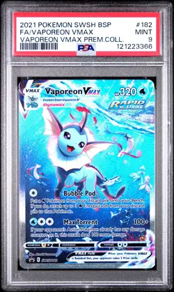 2021 POKEMON SWSH BLACK STAR PROMO #182 FULL ART/VAPOREON VMAX PSA 9 - Image 1