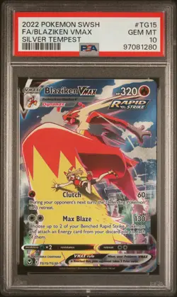 2022 Pokemon Sword & Shield Silver Tempest Blaziken VMAX #TG15 Fa PSA 10 - Image 1