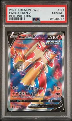 2021 Pokemon Sword & Shield Chilling Reign Blaziken V #161 Full Art PSA 10 Gem - Image 1