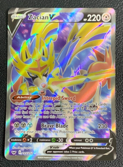 Zacian V 195/202 Sword & Shield Base Full Art Ultra Rare Pokemon TCG Card NM - Image 1