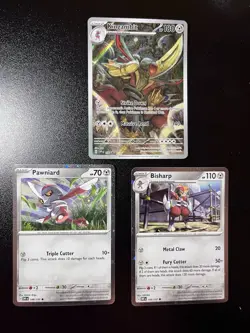 Pokemon Card Kingambit 130 Promo card w/ Pwniard Holo and Bisharp Holo NM/M - Image 1