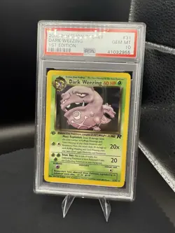 Pokemon 1st edition Team Rocket Dark Weezing 31/82 Rare Non Holo Card - PSA 10 - Image 1
