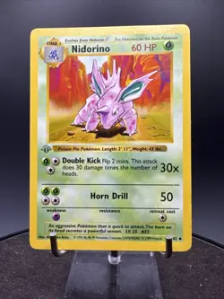 Pokemon TCG Nidorino Base Set 37/102 1st Edition Uncommon Shadowless GREY Stamp - Image 3