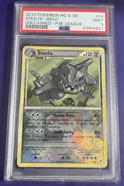 PSA 9 Steelix 24/95 Holo Crosshatch League Pokemon HG & SS Unleashed 2010 - Image 1