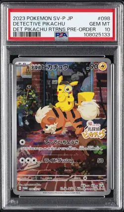 2023 POKEMON JAPANESE SV-P PROMO #098 DETECTIVE PIKACHU PSA 10 - Image 1
