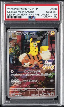 2023 POKEMON JAPANESE SV-P PROMO #098 DETECTIVE PIKACHU PSA 10 - Image 1