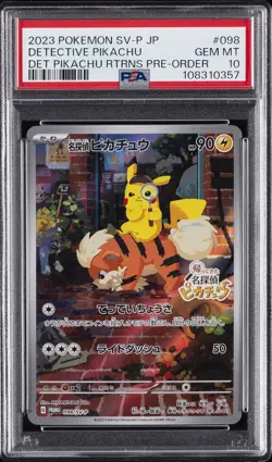 2023 POKEMON JAPANESE SV-P PROMO #098 DETECTIVE PIKACHU PSA 10 - Image 1