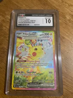 Pokemon Pikachu ex Surging Sparks Special Illustration Rare #238 CGC 10 Gem Mint - Image 1
