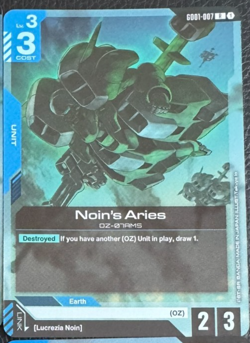 GD01-007 Noin's Aries Gundam Card Game TCG GCG Newtype Rising Blue Oz - Image 1