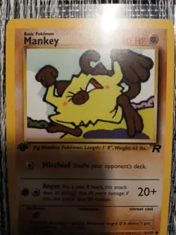 Mankey 61/82 1st Edition Team Rocket Common Pokemon Card WOTC - Image 1