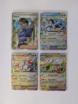 4 Pokemon Cards Lot - Amarys Full Art, Lapras EX, Cinderace EX, Flygon EX - NM - Image 1