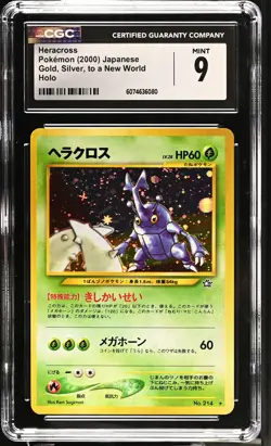 CGC 9 MINT Heracross 2000 Neo Genesis Japanese 214 Holo Pokemon Card - Image 1